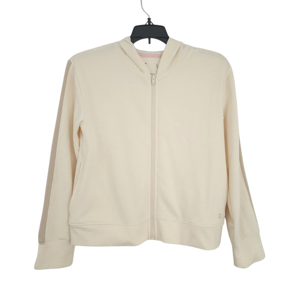 Xersion Kids Zip Up Sweatshirt Jacket Hoodie Size 14 Large Cream - Picture 1 of 3